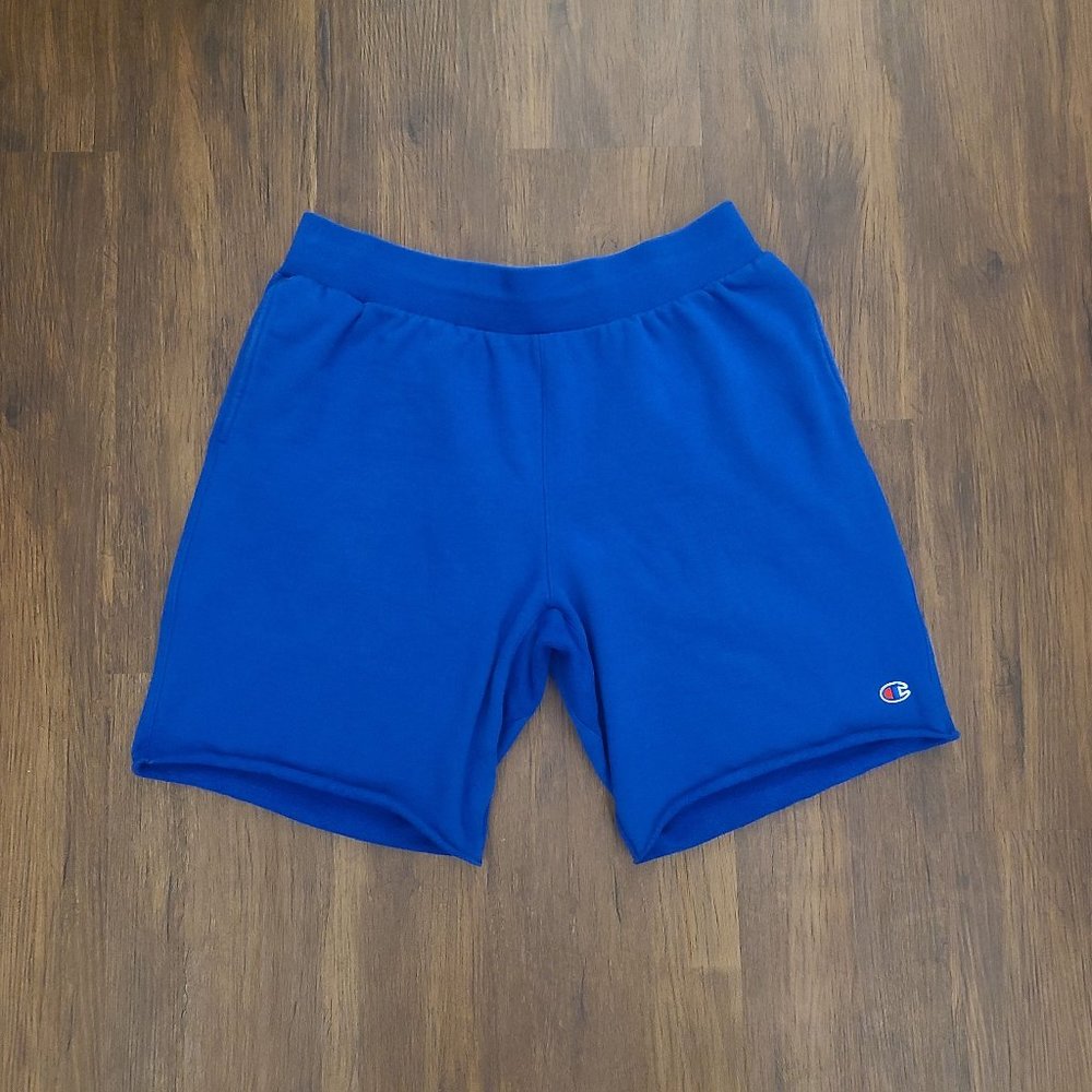 Vintage Champion Mens Reverse Weave Cutoff Sweat Shorts Blue XL